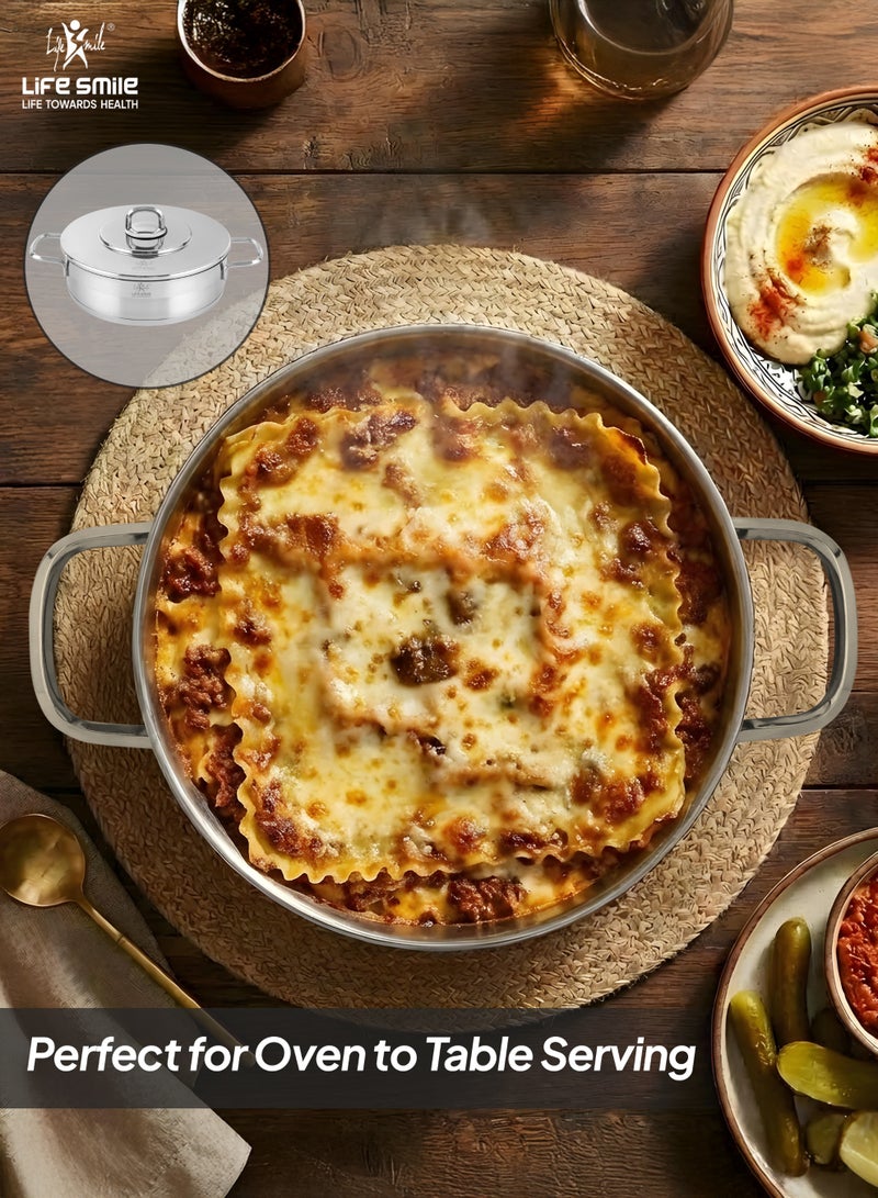 Life Smile 18/10 Stainless Steel Cookware Set with Induction Bottom – 20 /24/28/32cm Soup Pots with Lid, 28cm Shallow Pot), 24/28/32cm Fry Pans – Oven Safe - Image 5